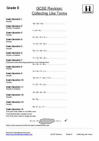 GCSE Revision Worksheets - Cazoom Maths worksheets